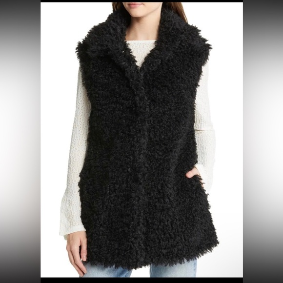 NWT UGG Women Tammie Faux Fur Long Vest In Black - Picture 2 of 11